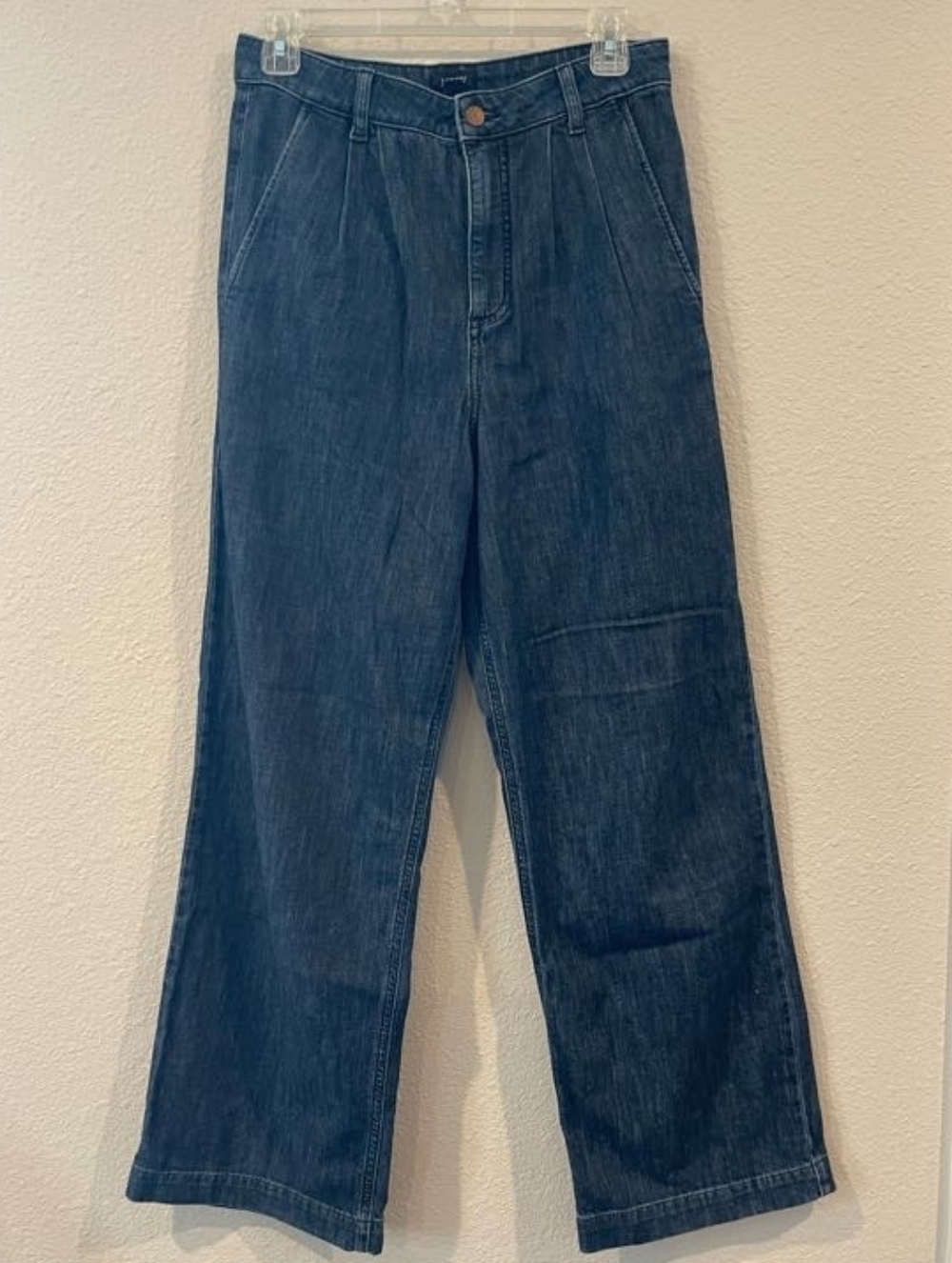J Crew Womens Classic Casual Comfy High Waisted Wide Leg Dark Wash Jeans Size 26